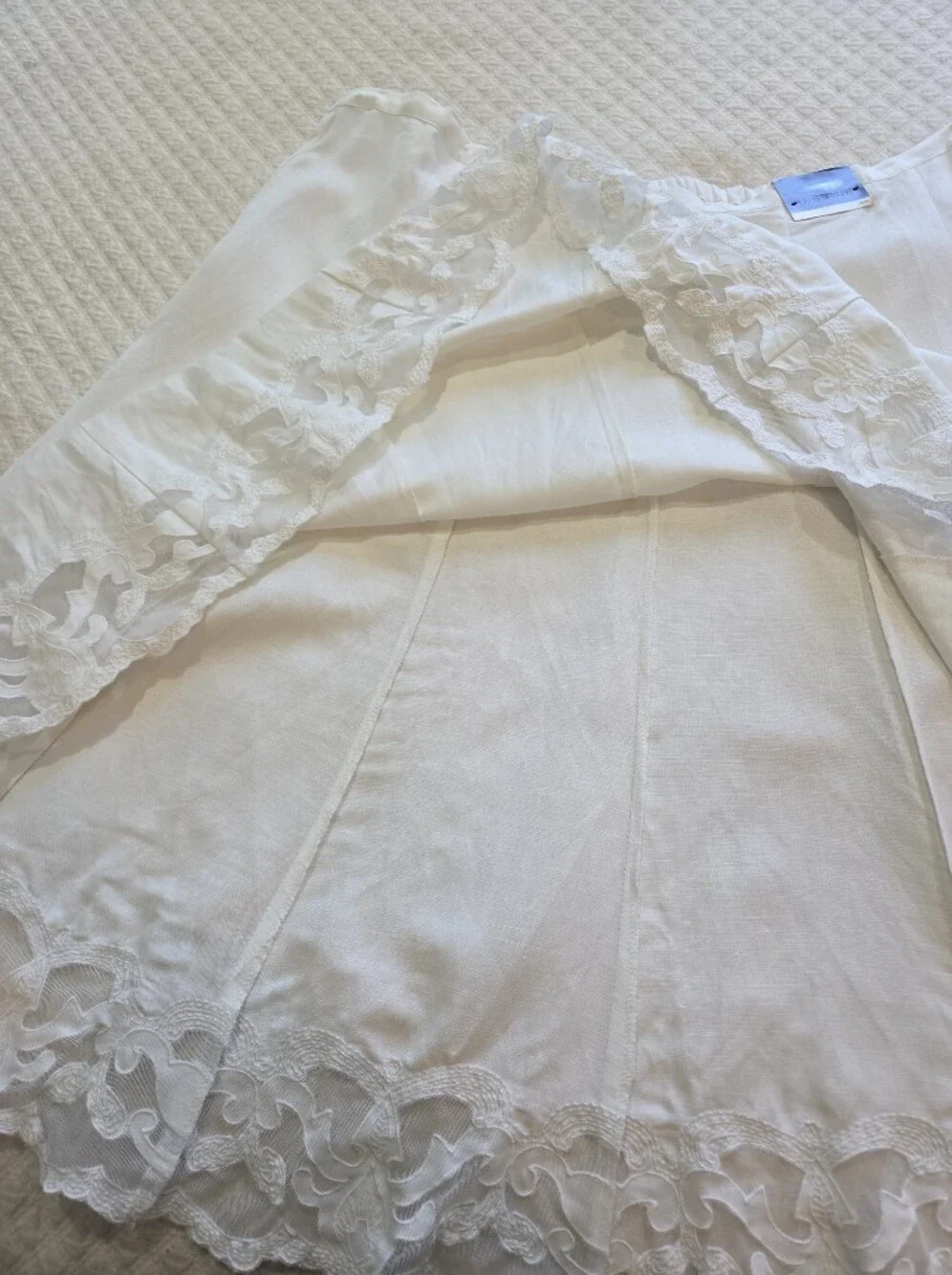 NWT Lane Bryant White Midi Skirt Linen Blend Size 22/24 Lace Hem Cottagecore - Picture 8 of 12